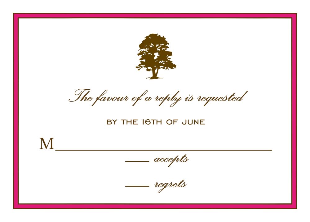 Simple Border Hot Pink Reply Card