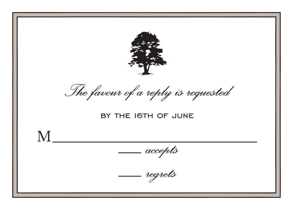 Simple Border Taupe Reply Card