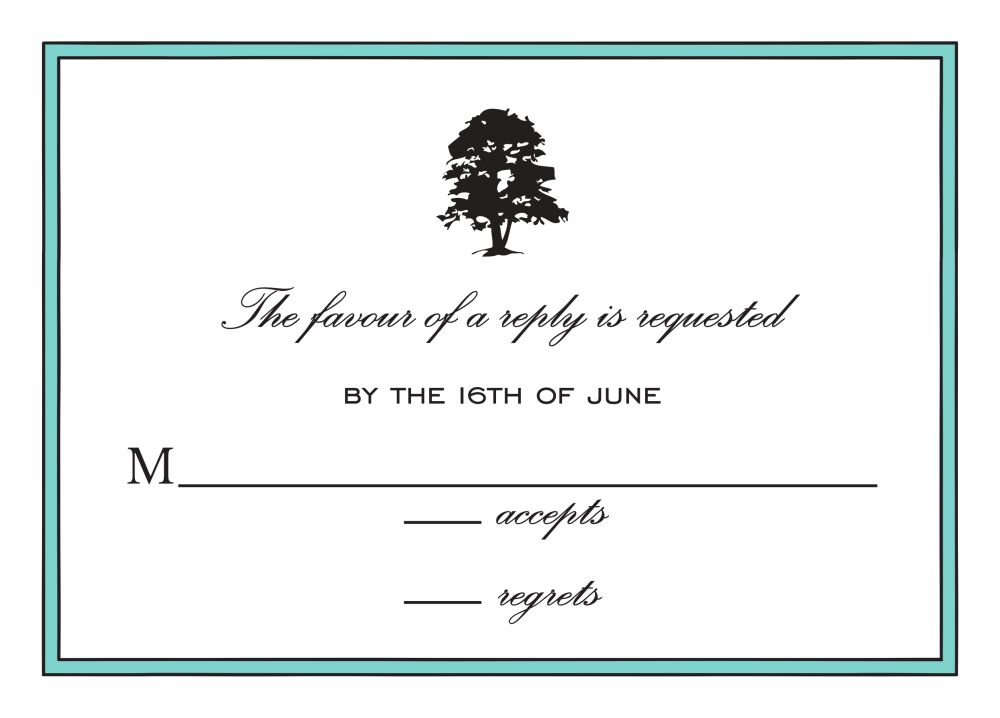 Simple Border Dark Aqua Reply Card