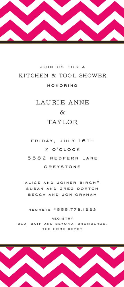 Chevron Hot Pink Invitation