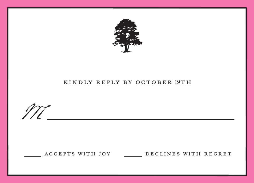 Classic Edge Deep Pink Reply Card