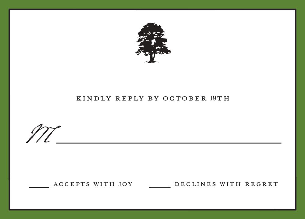 Classic Edge Dark Green Reply Card