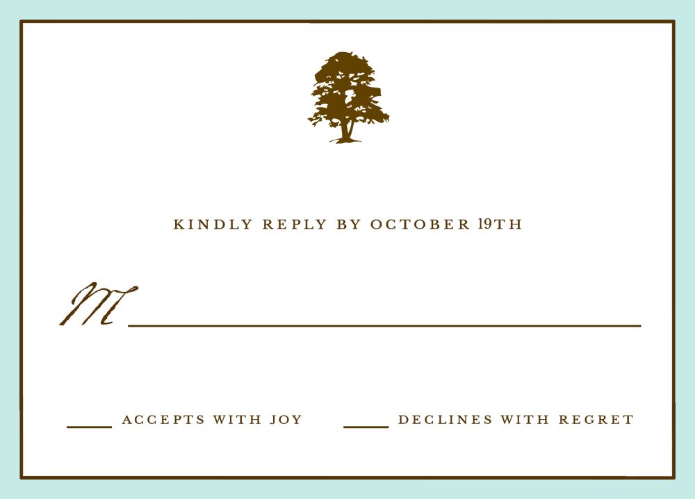 Classic Edge Aqua Reply Card