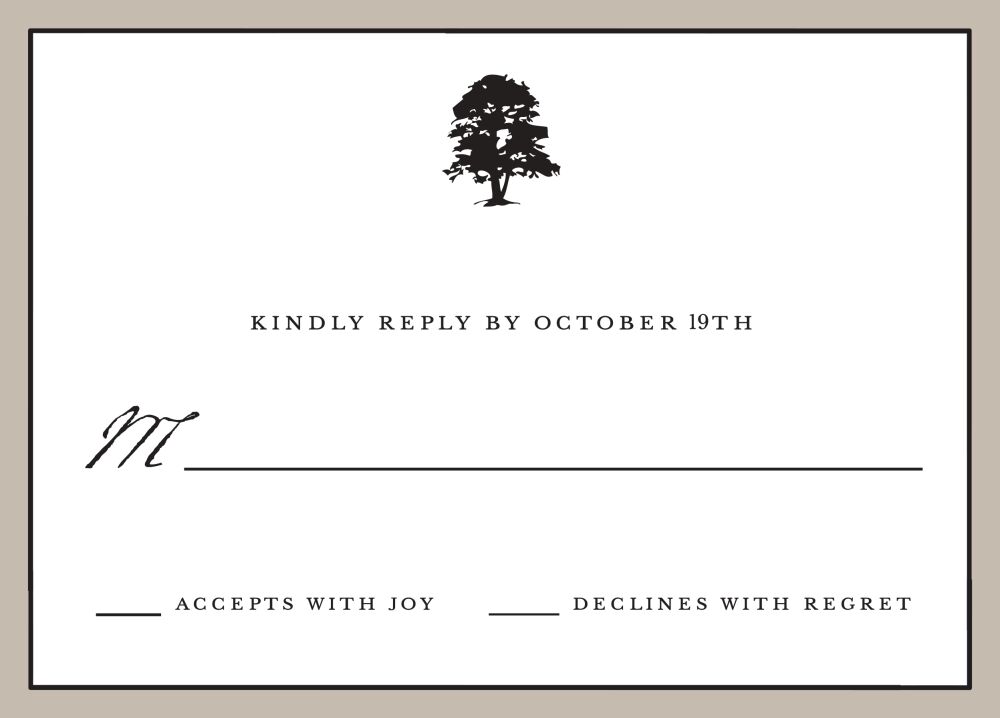 Classic Edge Taupe Reply Card