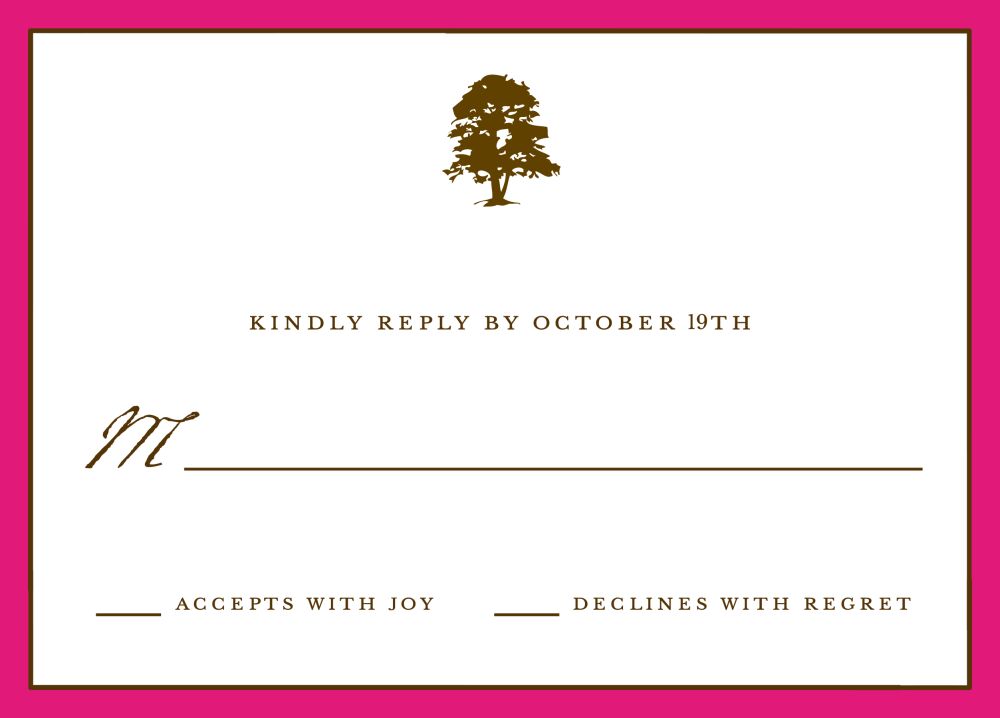 Classic Edge Hot Pink Reply Card