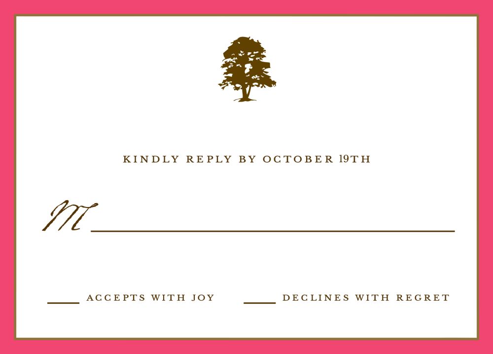 Classic Edge Coral & Gold Reply Card