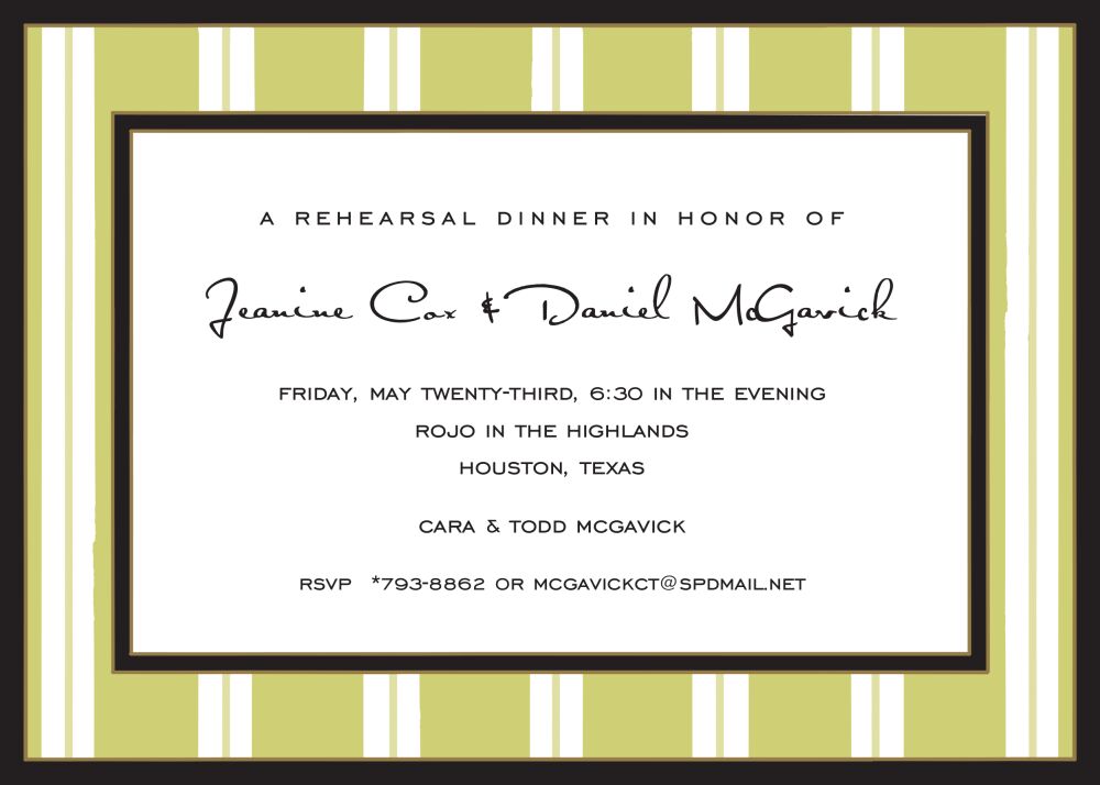 Tailored Stripes Olive & Black Invitation