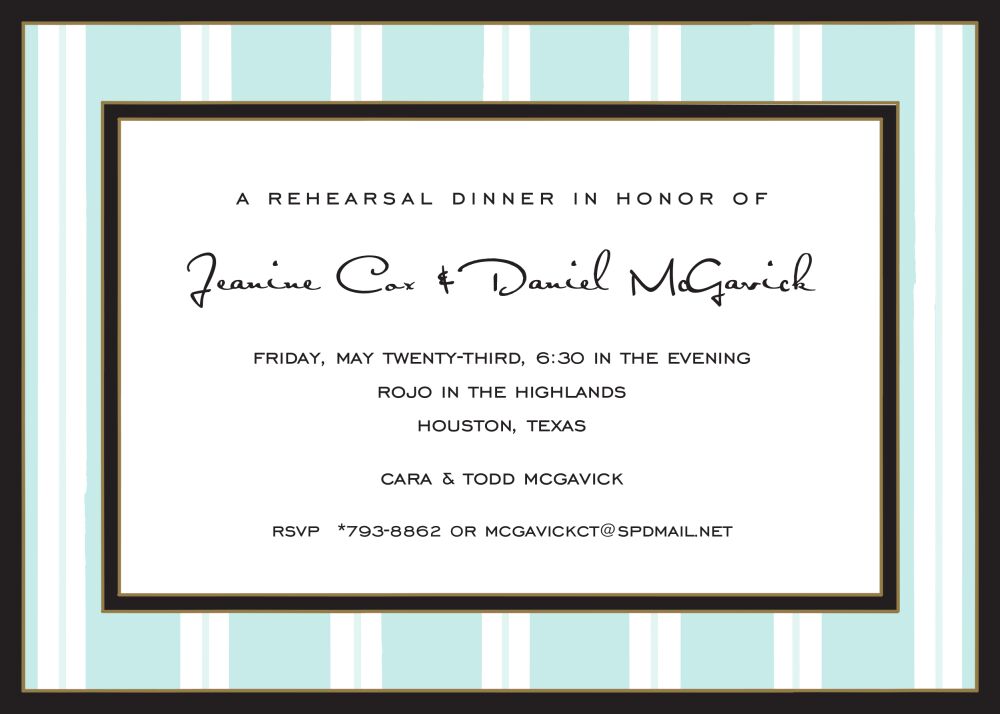 Tailored Stripes Aqua & Black Invitation