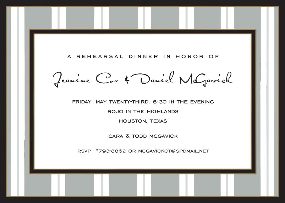 Tailored Stripes Silver & Black Invitation