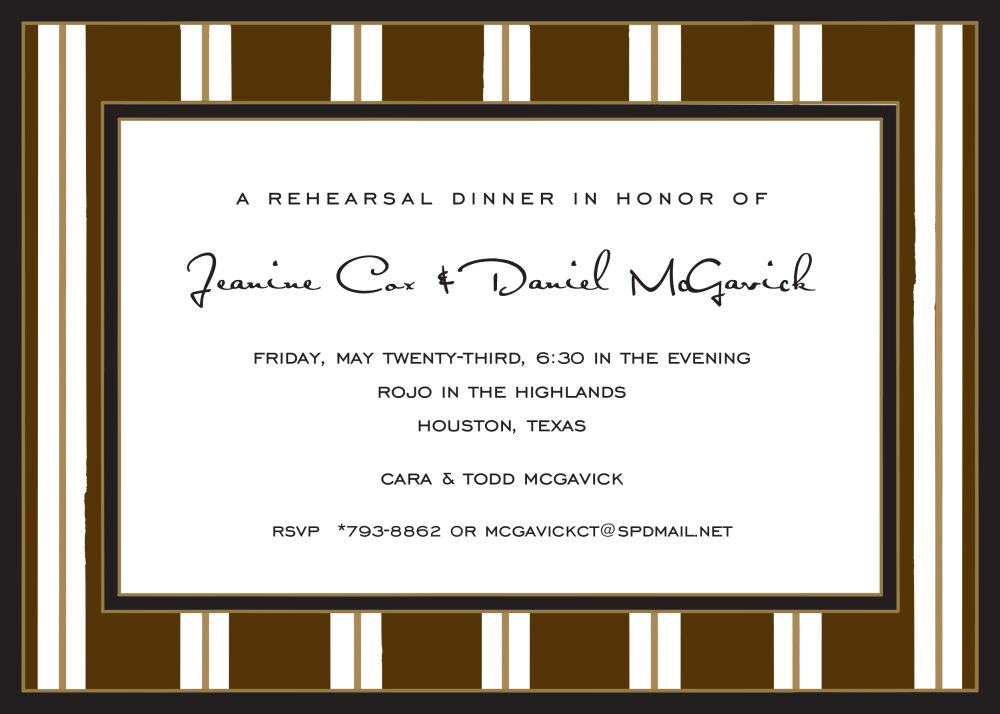 Tailored Stripes Chocolate & Black Invitation