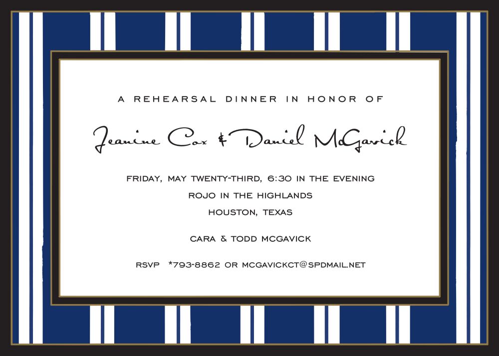 Tailored Stripes Navy & Black Invitation