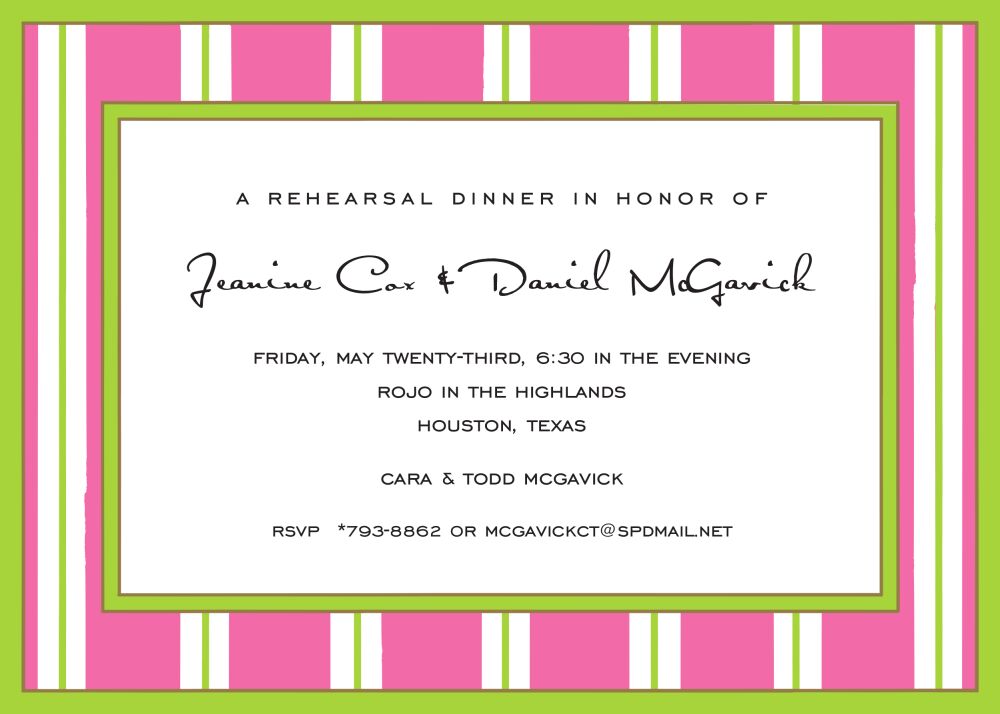 Tailored Stripes Pink & Lime Invitation