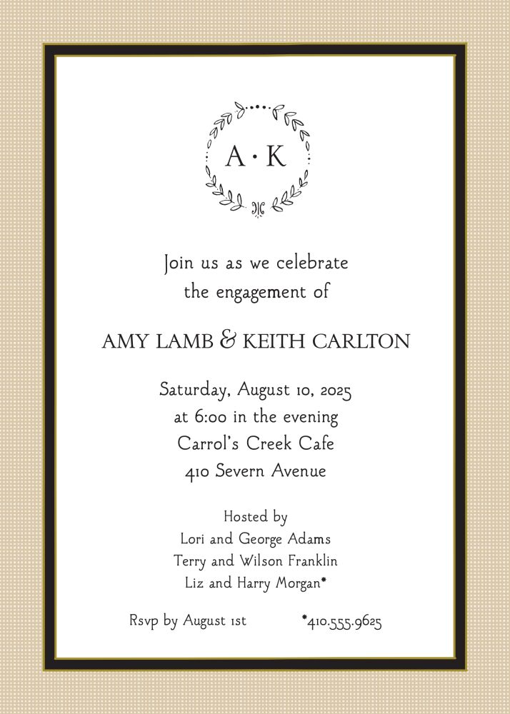 Linen Latte & Black Invitation