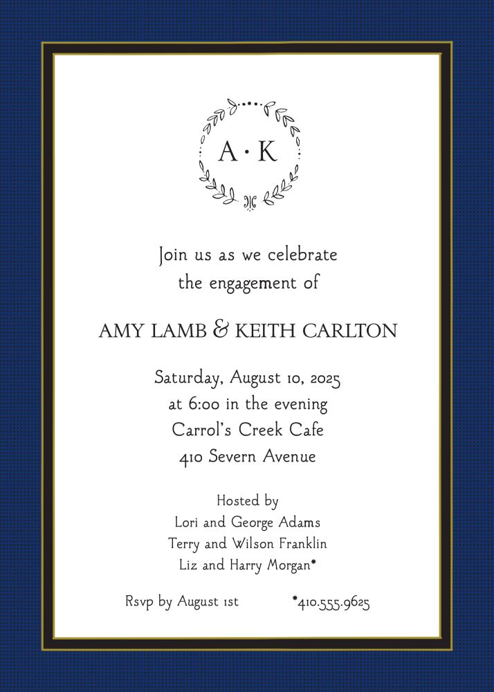 Linen Navy & Black Invitation