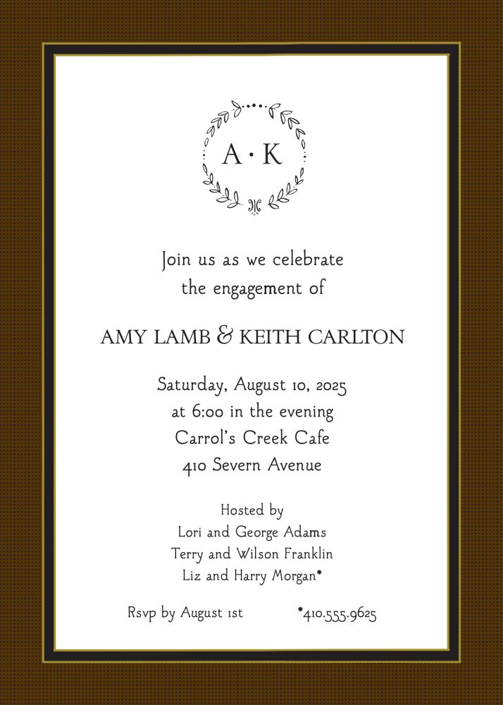 Linen Chocolate & Black Invitation