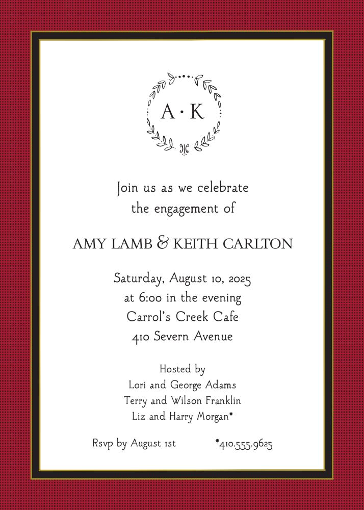 Linen Red & Black Invitation