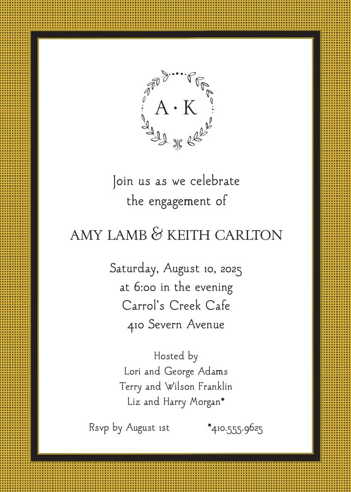 Linen Gold & Black Invitation