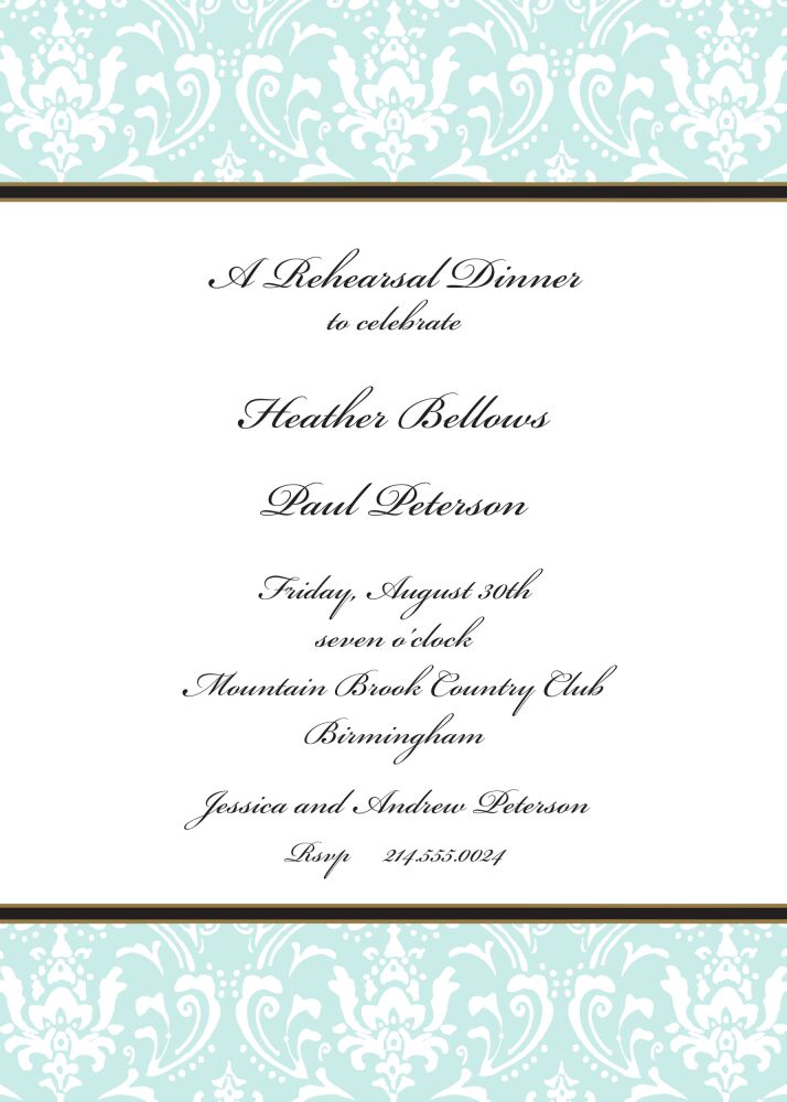 Damask Aqua Invitation
