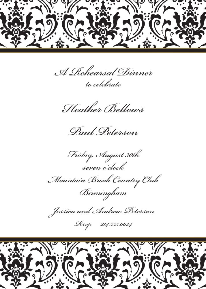 Damask Black Invitation