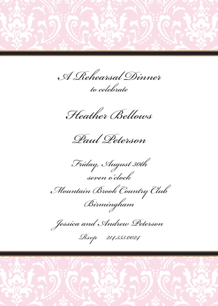 Damask Pink Invitation