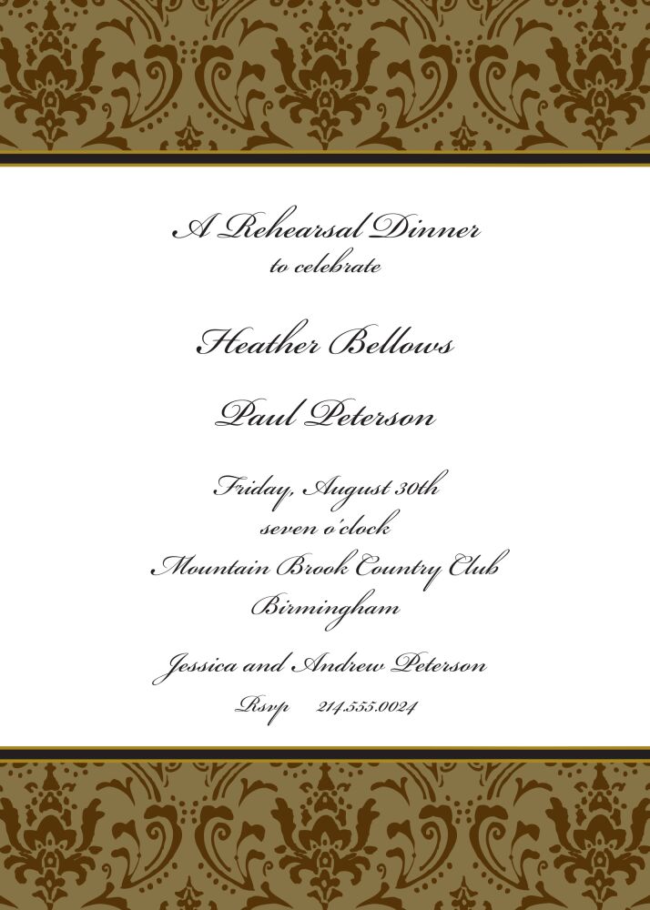 Damask Chocolate On Chocolate Invitation