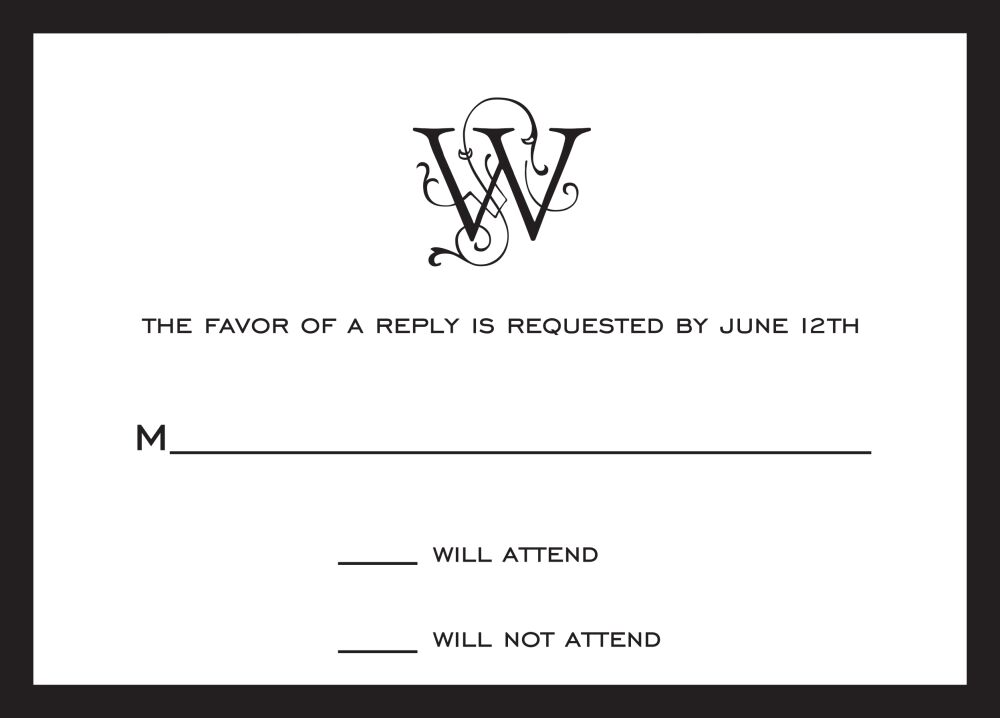 Classic Border Black Reply Card