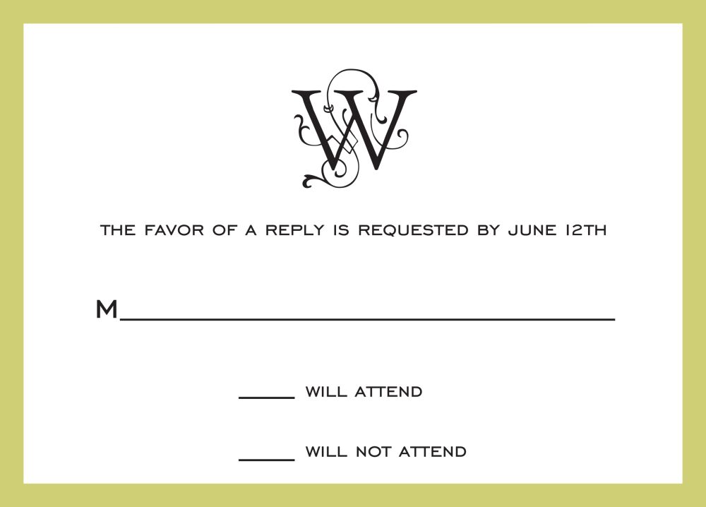 Classic Border Olive Reply Card