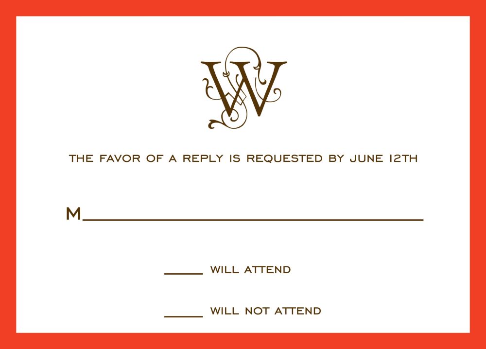 Classic Border Orange Reply Card