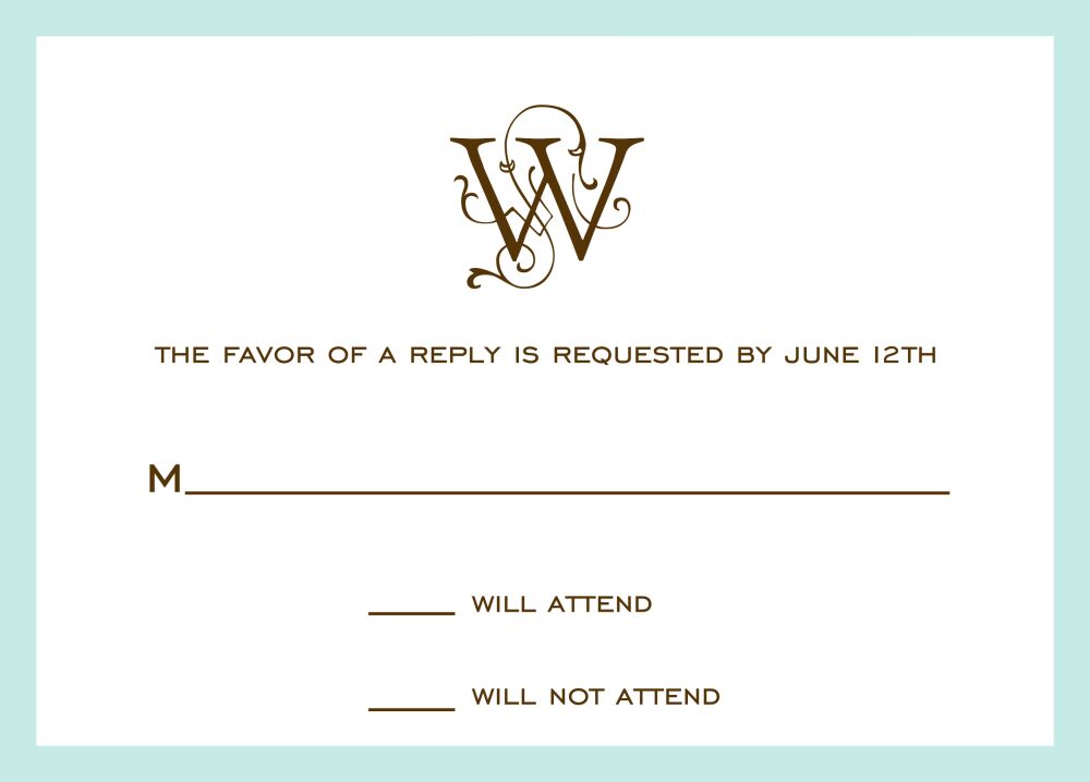 Classic Border Aqua Reply Card