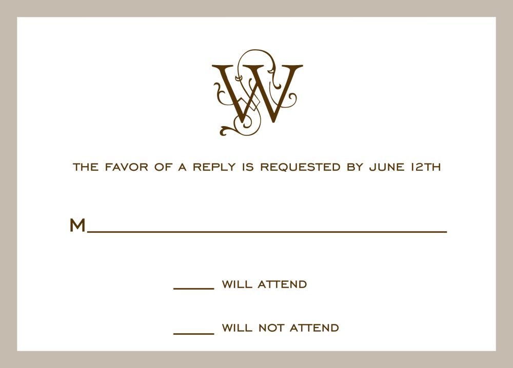 Classic Border Taupe Reply Card