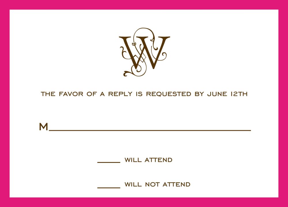 Classic Border Hot Pink Reply Card