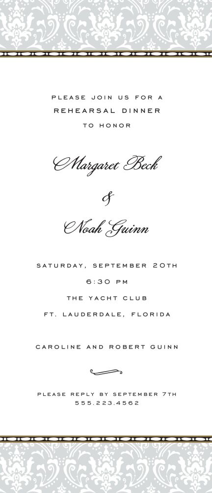 Damask Silver & Gold Invitation