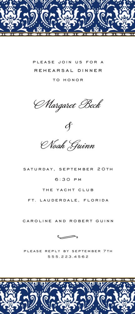 Damask Navy & Gold Invitation