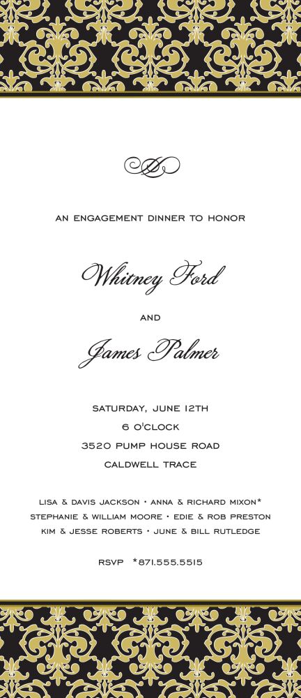 Damask Medallion Gold & Black Invitation