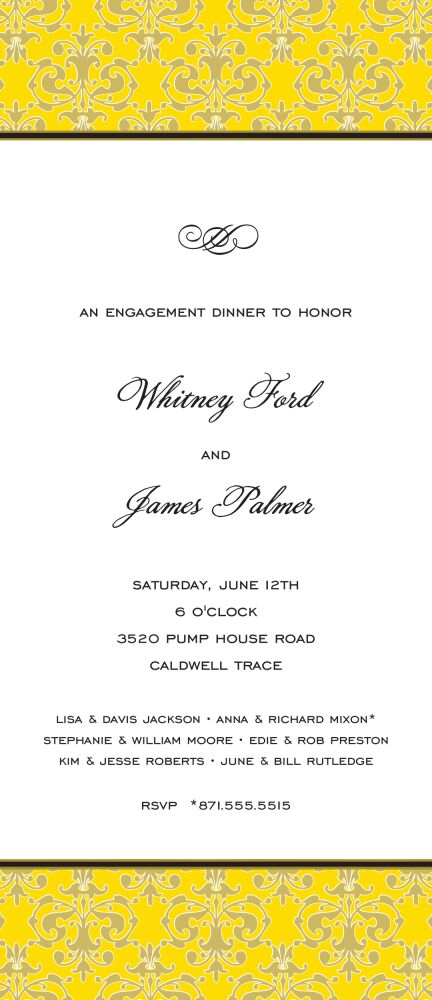 Damask Medallion Gold & Citrine Invitation