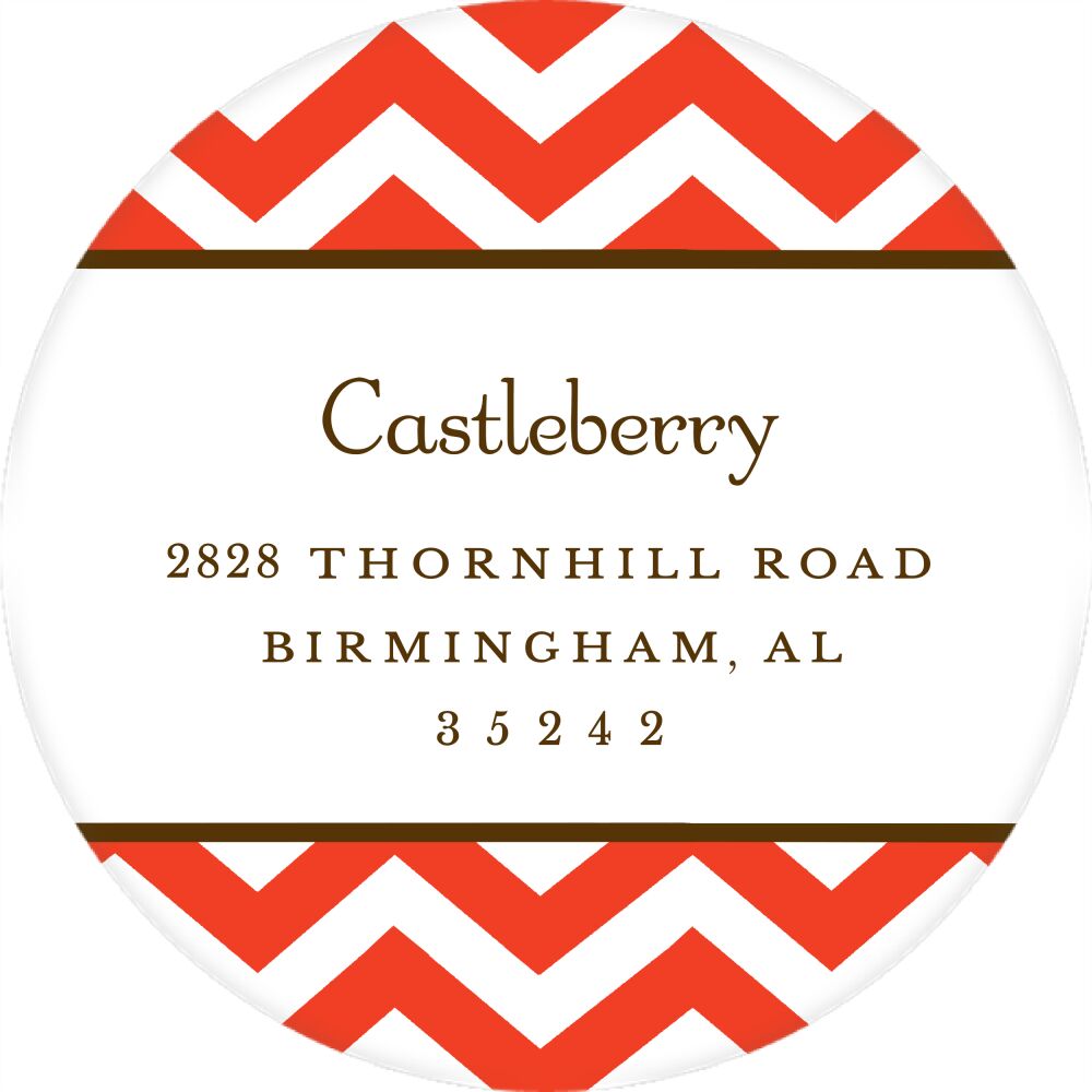 Chevronange Round Return Address Sticker
