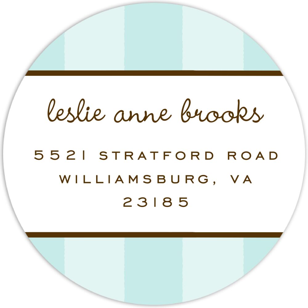 Classic Stripes Aqua Round Return Address Sticker