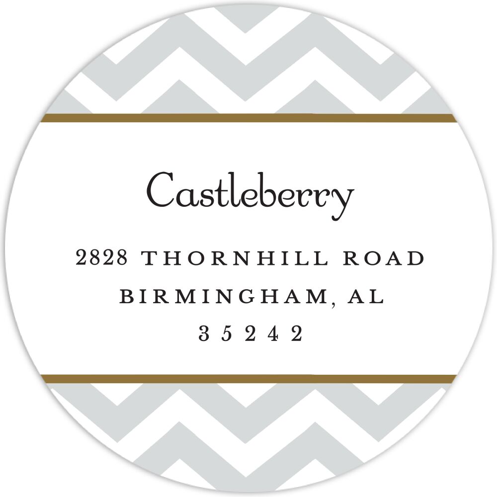Chevron Silver Round Return Address Sticker