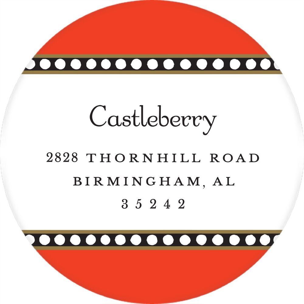Dotted Border Orange Round Return Address Sticker