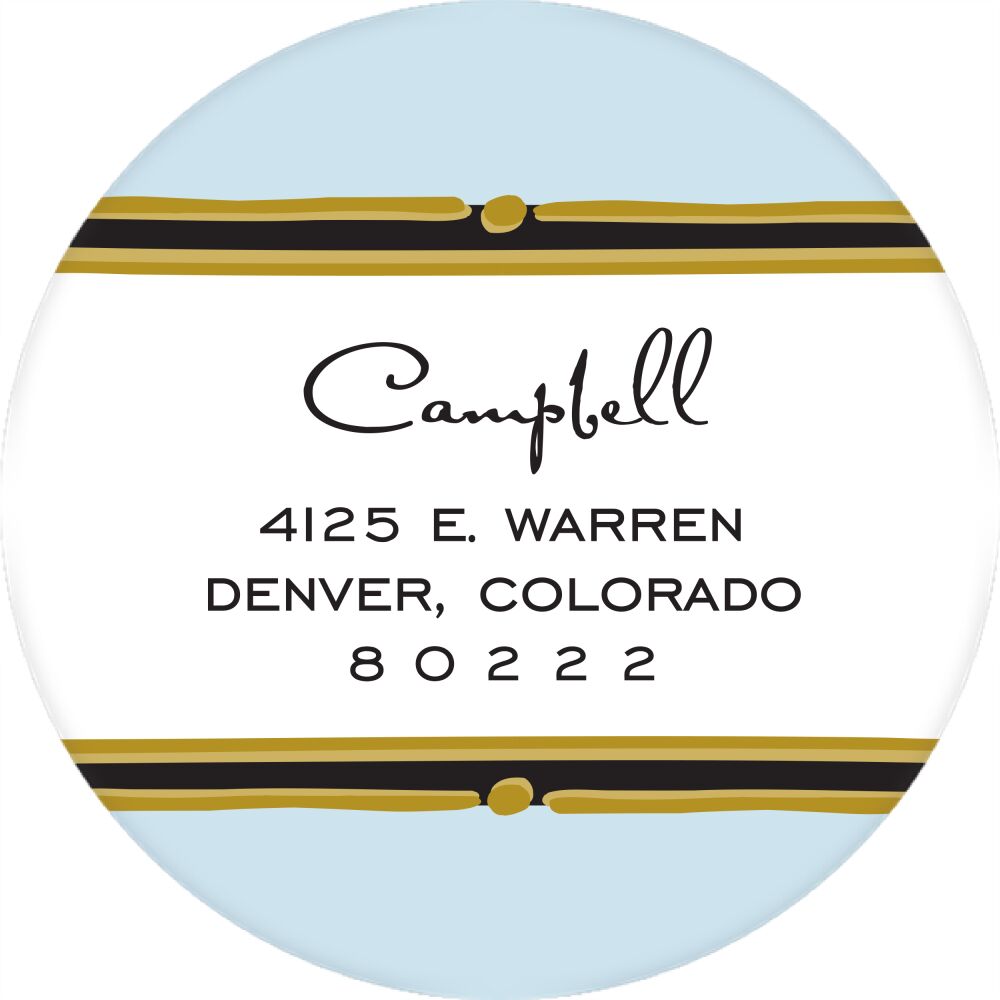 Vintage Blue Round Return Address Sticker