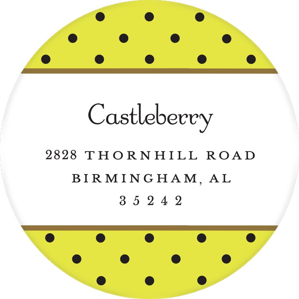 Dots Limeade & Black Round Return Address Sticker