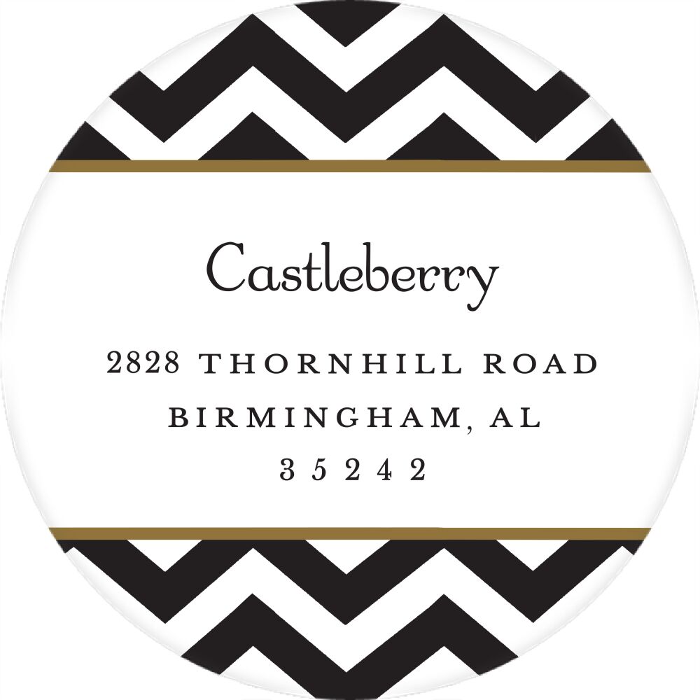 Chevron Black Round Return Address Sticker