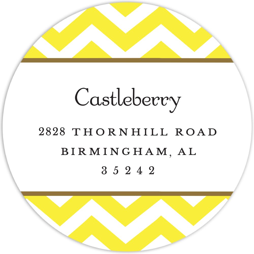 Chevron Citrine Round Return Address Sticker