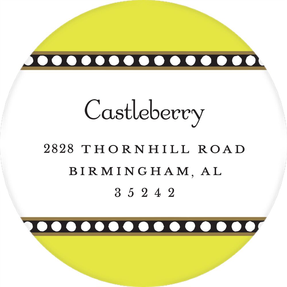 Dotted Border Limeade Round Return Address Sticker