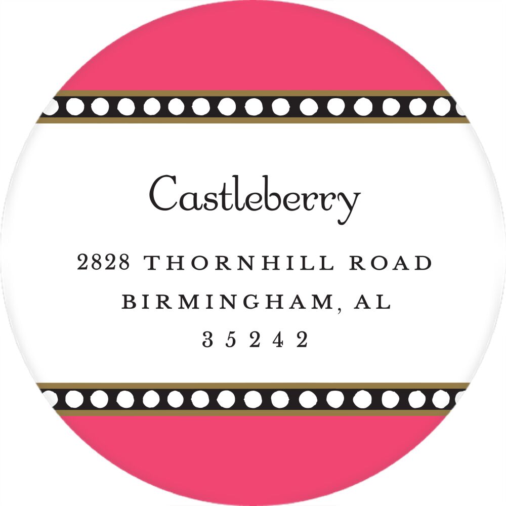 Dotted Border Coral Round Return Address Sticker