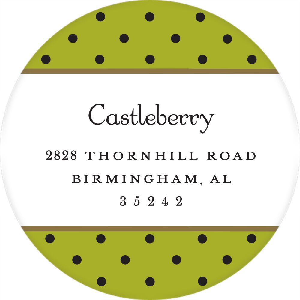 Dots Olive & Black Round Return Address Sticker