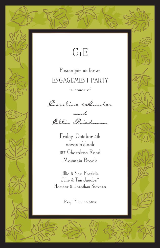 Leaves Olive On Olive Invitation