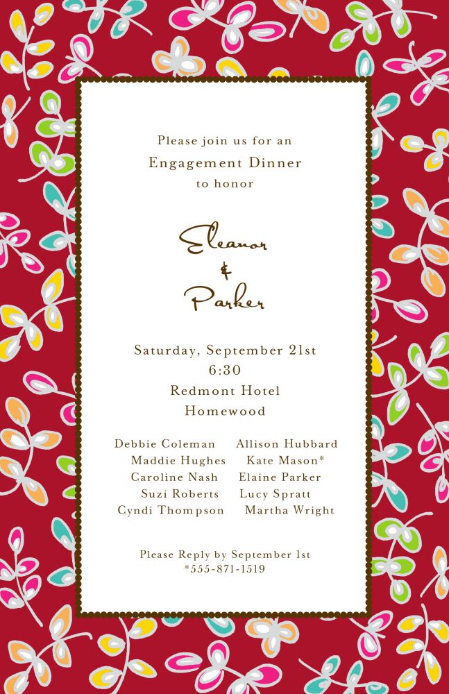 Fun Leaves Multi On Red Invitation