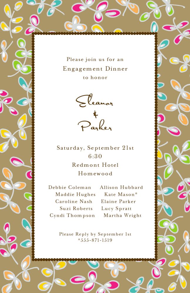 Fun Leaves Multi On Taupe Invitation