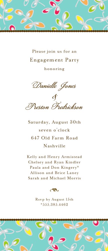 Fun Leaves Dark Aqua Invitation